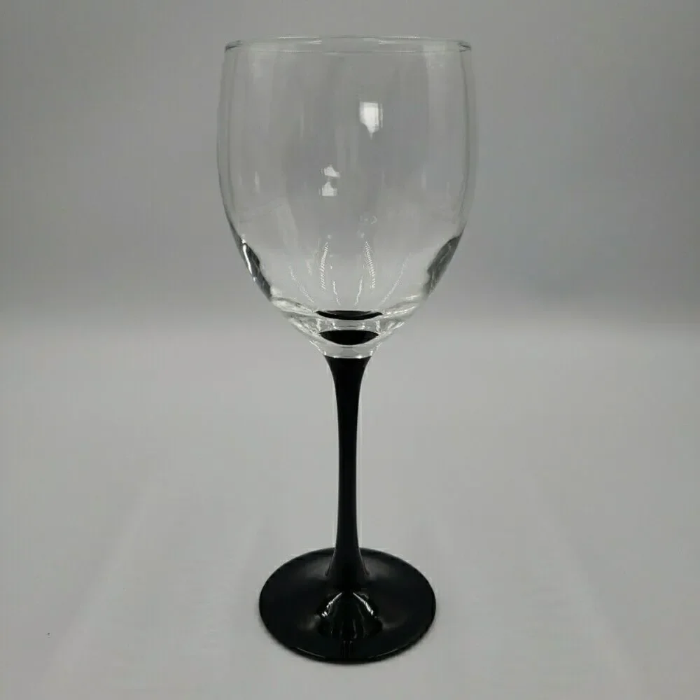 Vintage Black Stemmed Claret Wine Glass 1 Single Luminarc France Nocturne 12 Oz